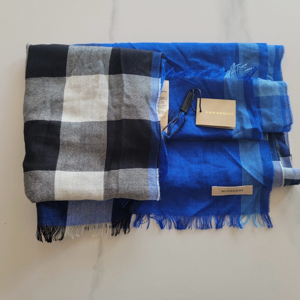 New Blue Burberry Scarf long